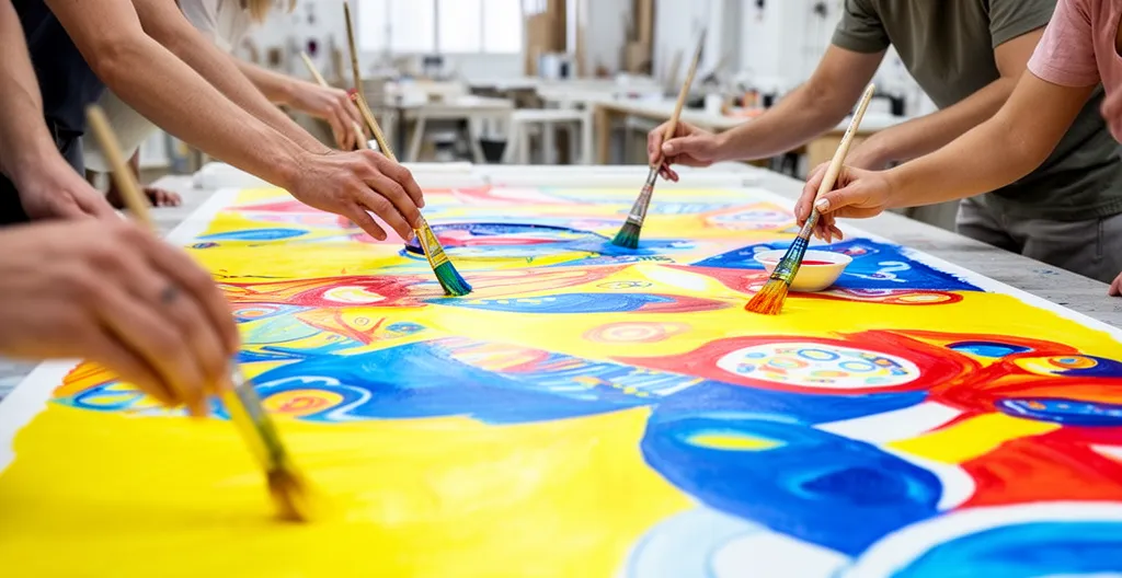 Atelier créatif de fresque collective en team building d'entreprise